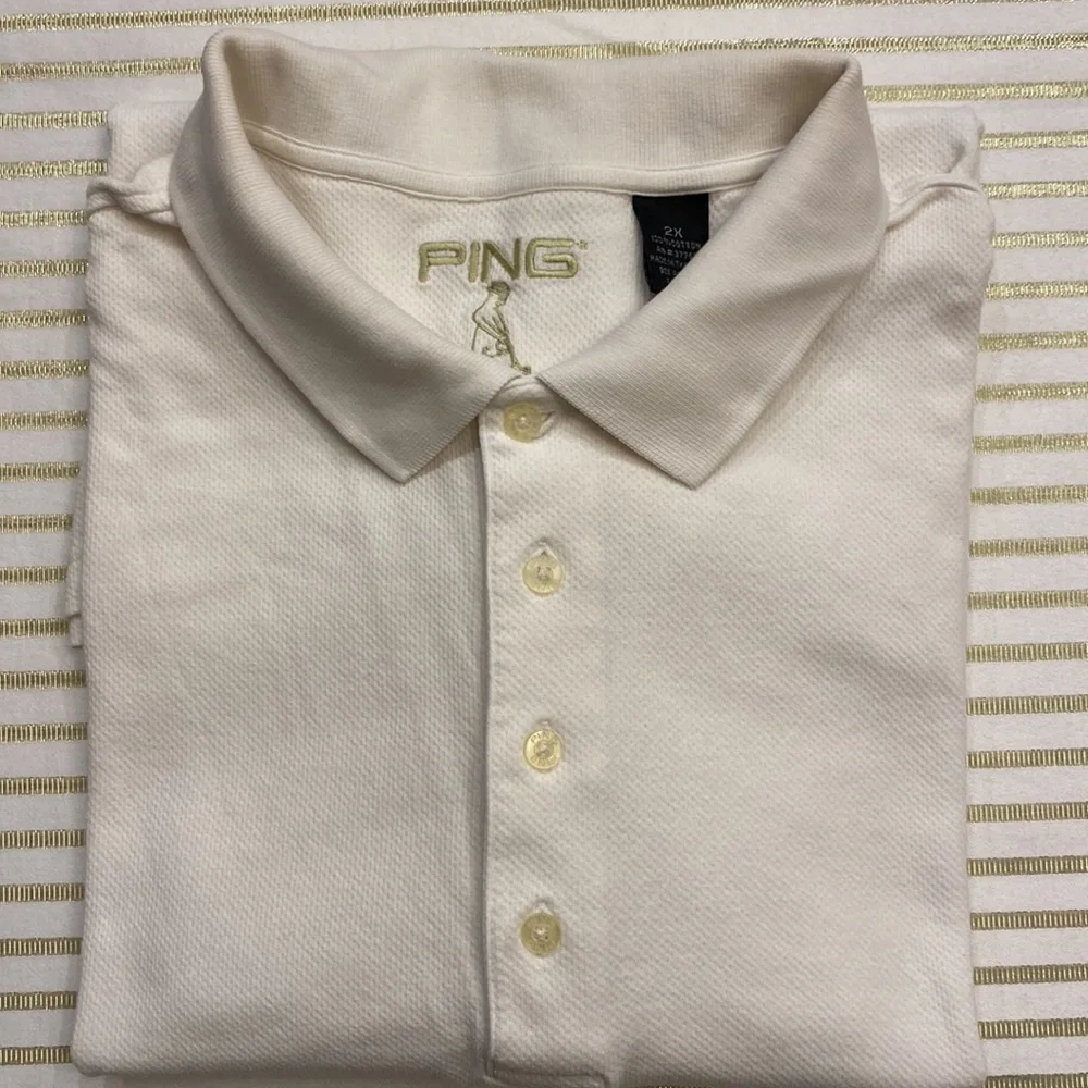 PING Big & Tall 4 button white s/s cotton men’s polo shirt vintage 2X 🌞 - Picture 1 of 13
